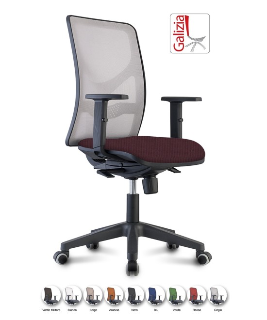 Y9 SEDIA ERGONOMICA CON SCHIENALE IN RETE E SUPPORTO LOMBARE