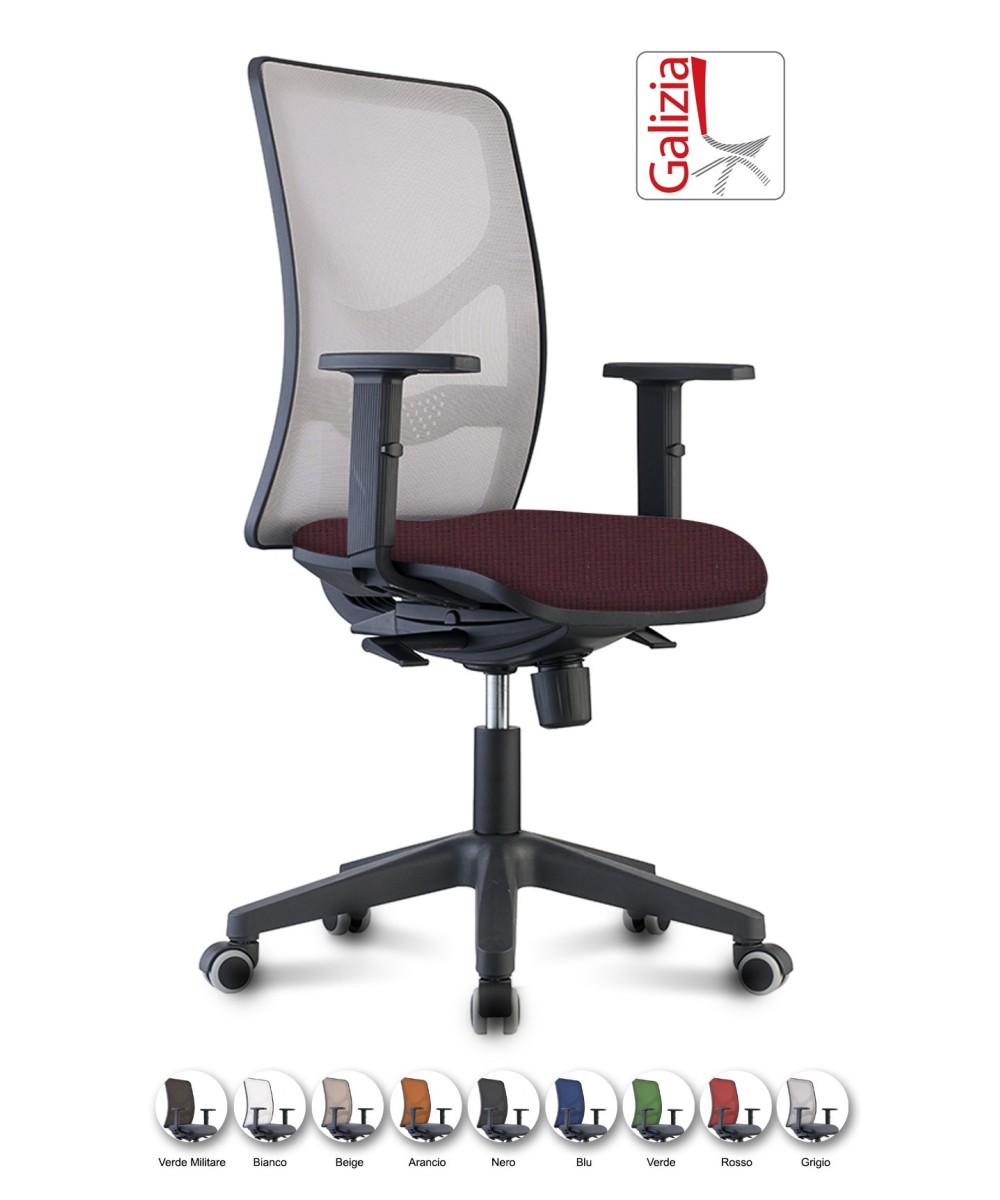 Y9 SEDIA ERGONOMICA CON SCHIENALE IN RETE E SUPPORTO LOMBARE
