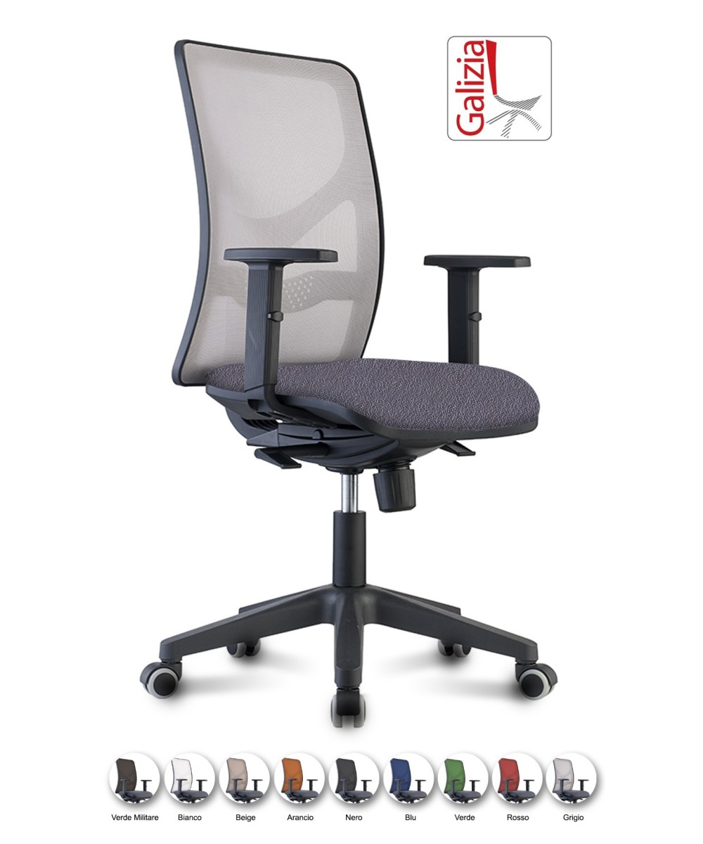 Y9 SEDIA ERGONOMICA CON SCHIENALE IN RETE E SUPPORTO LOMBARE