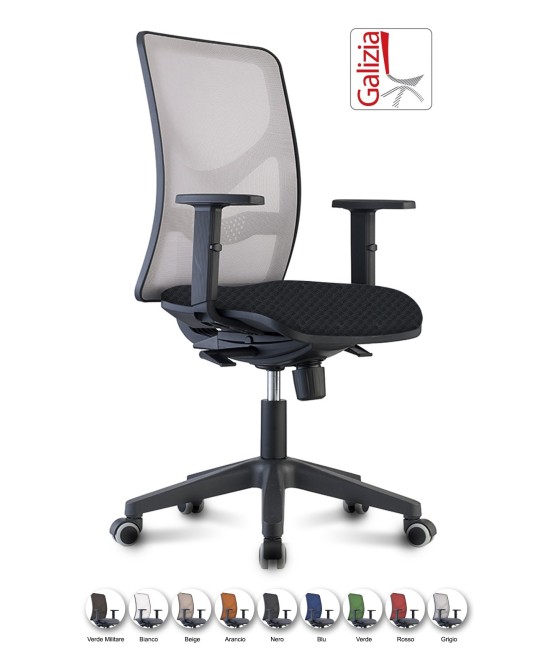 Y9 SEDIA ERGONOMICA CON SCHIENALE IN RETE E SUPPORTO LOMBARE