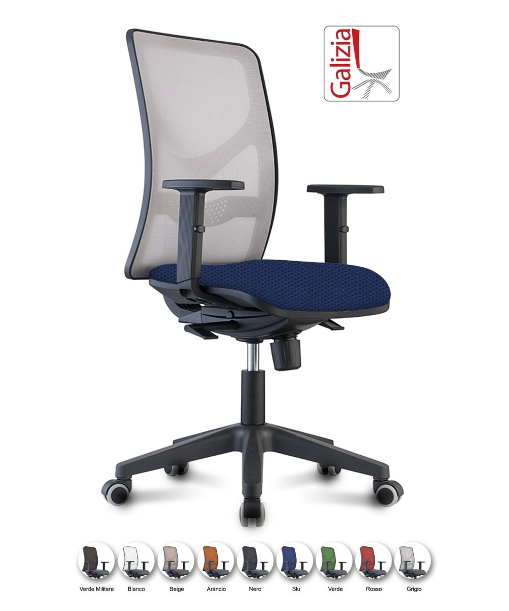 Y9 SEDIA ERGONOMICA CON SCHIENALE IN RETE E SUPPORTO LOMBARE