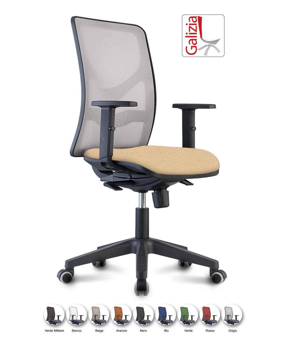 Y9 SEDIA ERGONOMICA CON SCHIENALE IN RETE E SUPPORTO LOMBARE