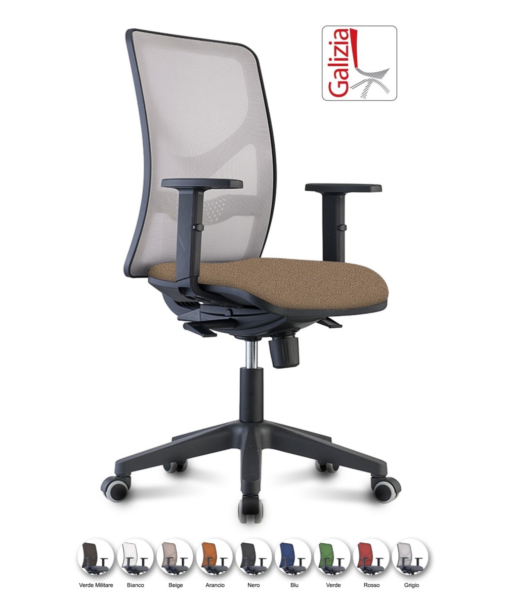 Y9 SEDIA ERGONOMICA CON SCHIENALE IN RETE E SUPPORTO LOMBARE