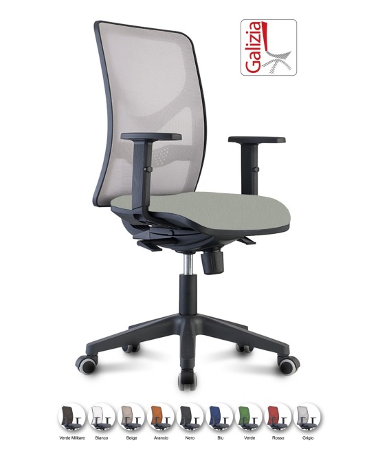 Y9 SEDIA ERGONOMICA CON SCHIENALE IN RETE E SUPPORTO LOMBARE