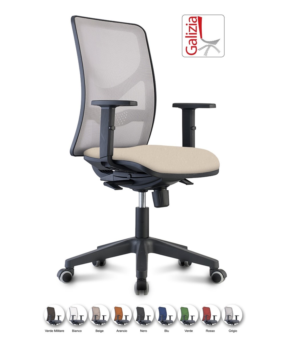 Y9 SEDIA ERGONOMICA CON SCHIENALE IN RETE E SUPPORTO LOMBARE