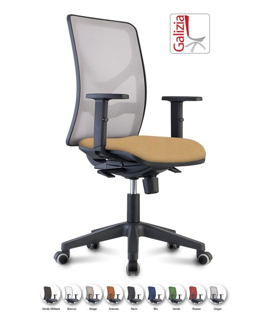 Y9 SEDIA ERGONOMICA CON SCHIENALE IN RETE E SUPPORTO LOMBARE