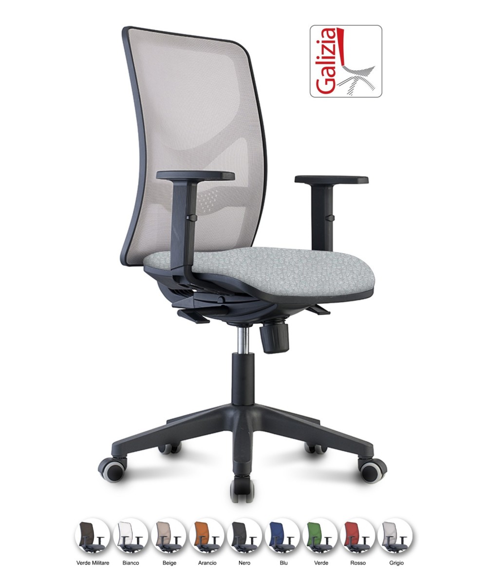 Y9 SEDIA ERGONOMICA CON SCHIENALE IN RETE E SUPPORTO LOMBARE