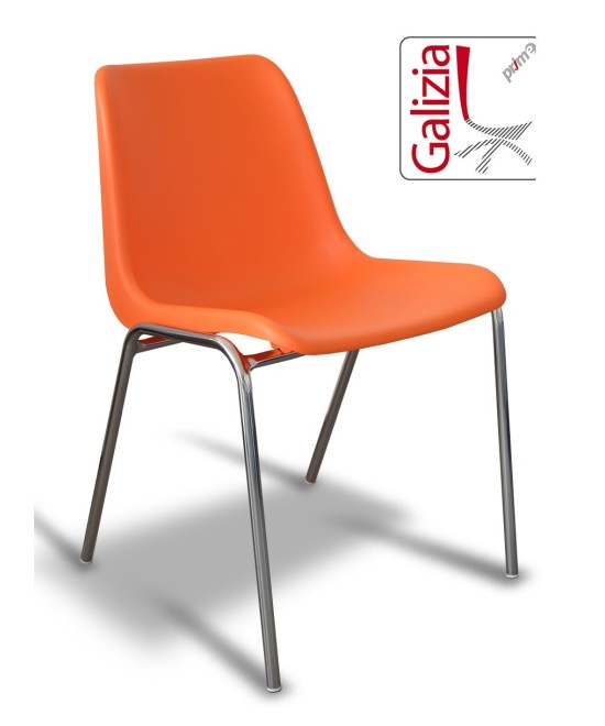 VIENNA  C  SEDIA FISSA IN PLASTICA CON TELAIO CROMATO
