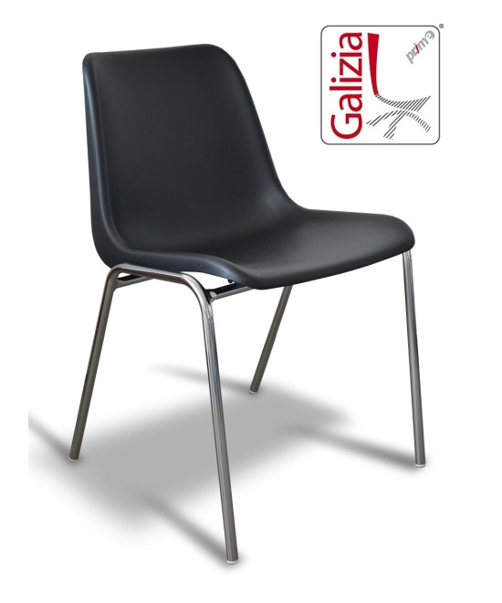 VIENNA  C  SEDIA FISSA IN PLASTICA CON TELAIO CROMATO