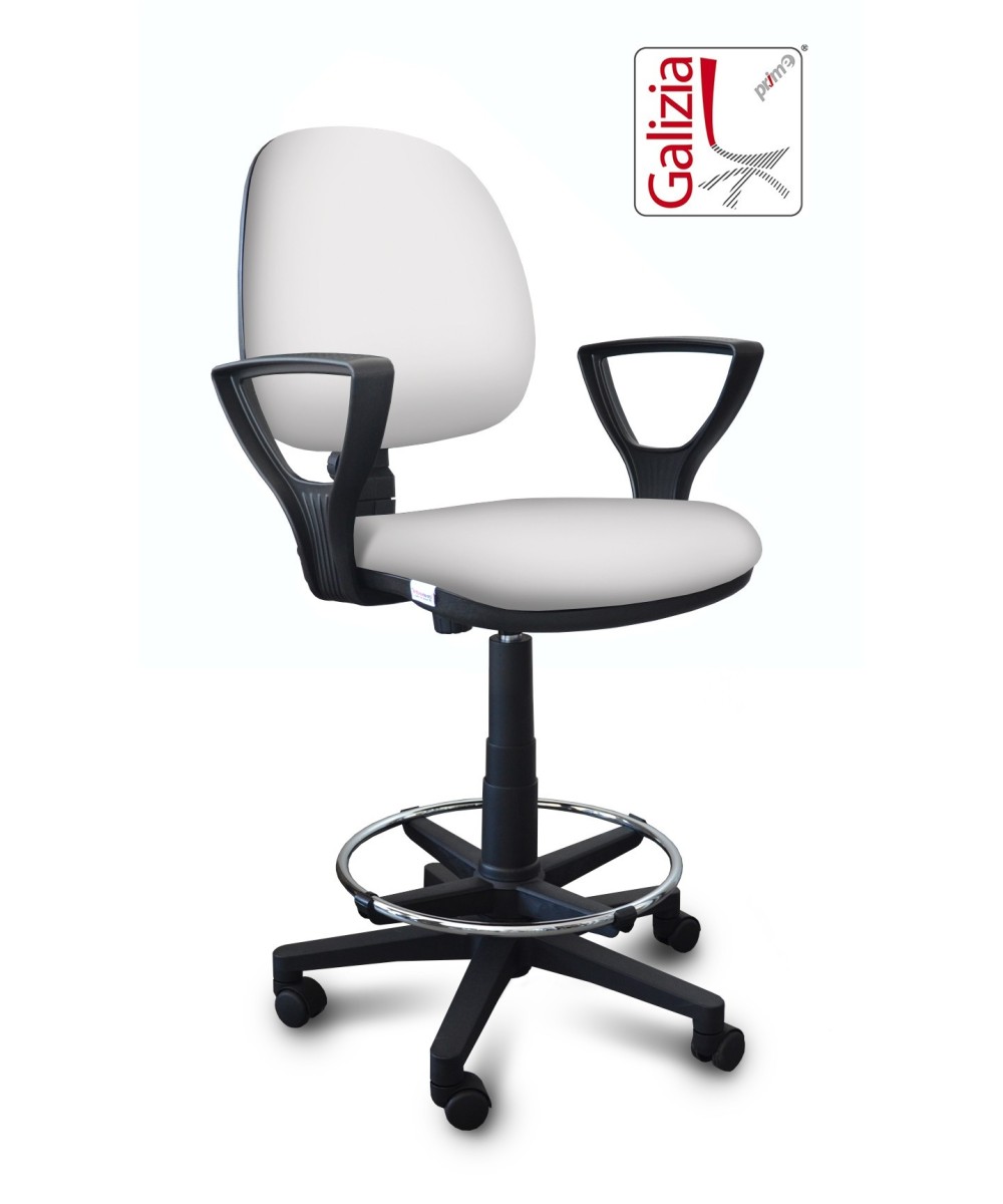 S322 SGABELLO ALTO CON SCHIENALE, BRACCIOLI E POGGIAPIEDI