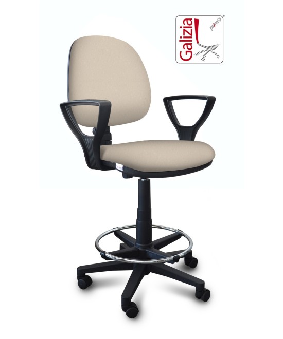 S322 SGABELLO ALTO CON SCHIENALE, BRACCIOLI E POGGIAPIEDI