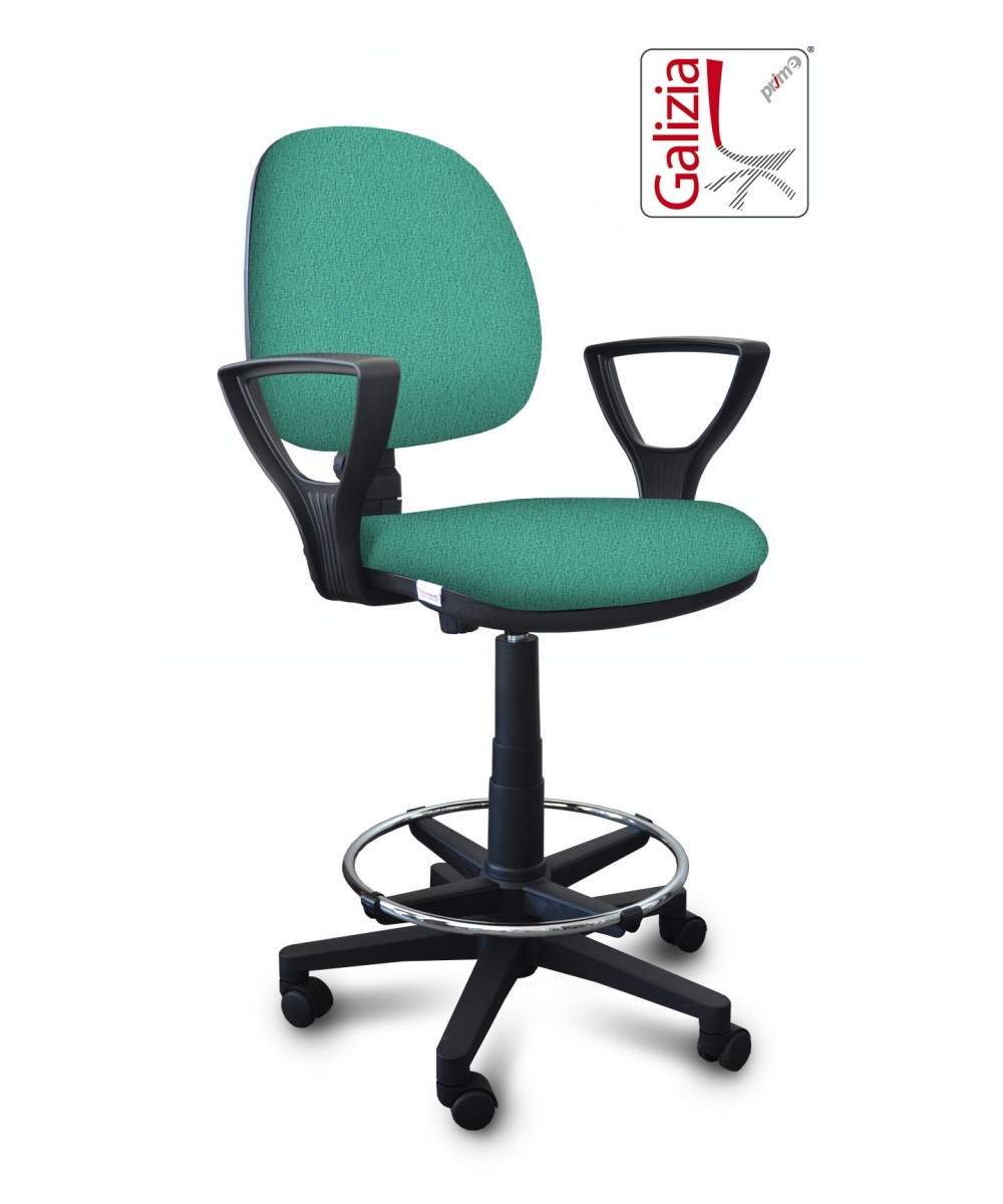 S322 SGABELLO ALTO CON SCHIENALE, BRACCIOLI E POGGIAPIEDI