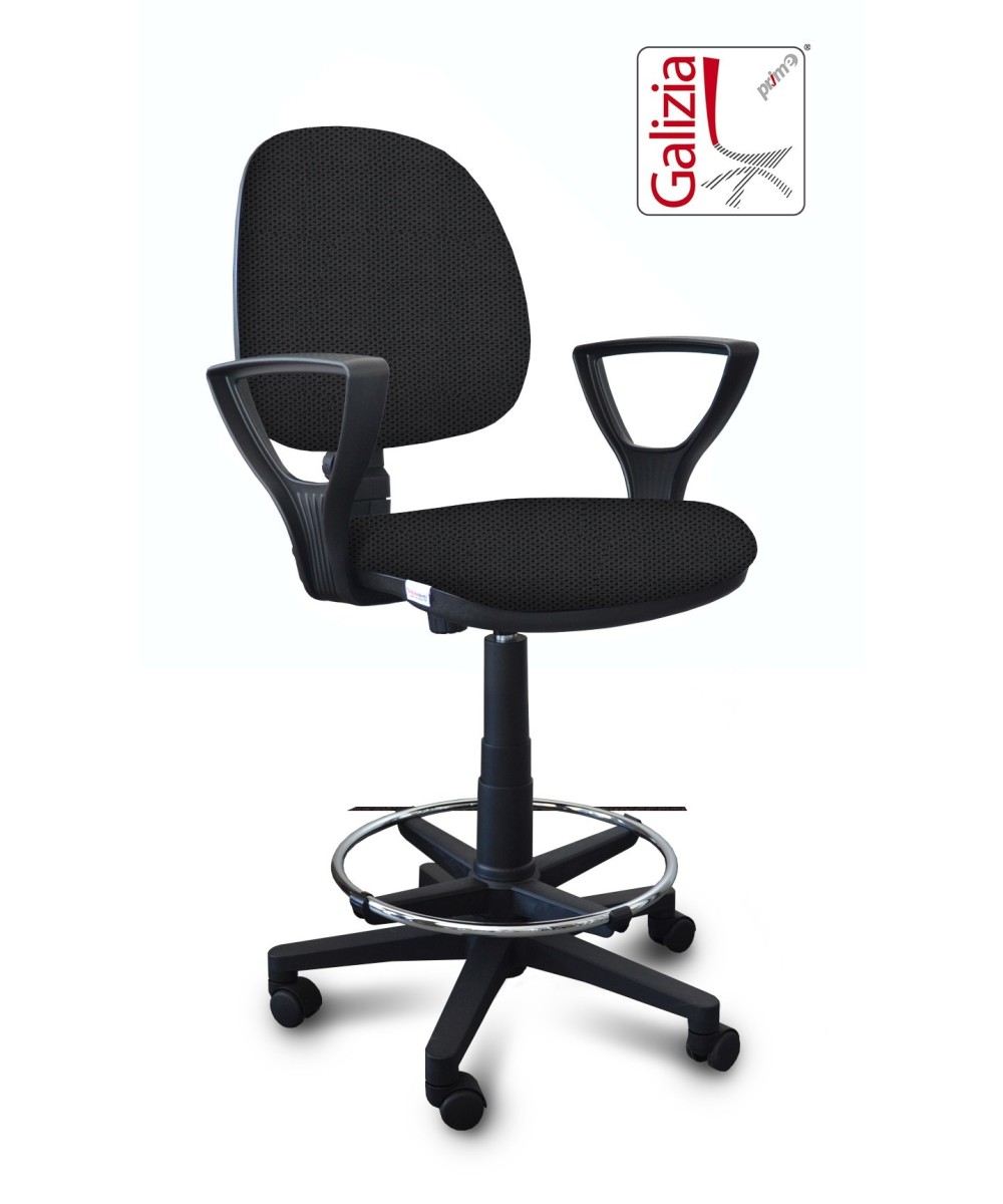 S322 SGABELLO ALTO CON SCHIENALE, BRACCIOLI E POGGIAPIEDI