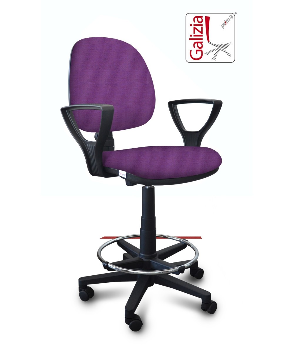 S322 SGABELLO ALTO CON SCHIENALE, BRACCIOLI E POGGIAPIEDI