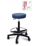 S15N SGABELLO BASSO  IN FINTA PELLE CON POGGIAPIEDI E BASE IN PLASTICA NERA