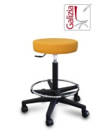 S15N SGABELLO BASSO  IN FINTA PELLE CON POGGIAPIEDI E BASE IN PLASTICA NERA