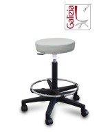 S15N SGABELLO BASSO  IN FINTA PELLE CON POGGIAPIEDI E BASE IN PLASTICA NERA