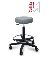 S15N SGABELLO BASSO  IN FINTA PELLE CON POGGIAPIEDI E BASE IN PLASTICA NERA