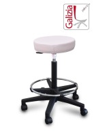 S15N SGABELLO BASSO  IN FINTA PELLE CON POGGIAPIEDI E BASE IN PLASTICA NERA