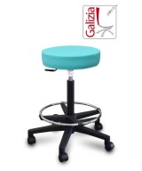 S15N SGABELLO BASSO  IN FINTA PELLE CON POGGIAPIEDI E BASE IN PLASTICA NERA