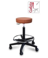 S15N SGABELLO BASSO  IN FINTA PELLE CON POGGIAPIEDI E BASE IN PLASTICA NERA