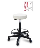 S15N SGABELLO BASSO  IN FINTA PELLE CON POGGIAPIEDI E BASE IN PLASTICA NERA