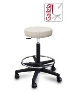 S15N SGABELLO BASSO  IN FINTA PELLE CON POGGIAPIEDI E BASE IN PLASTICA NERA