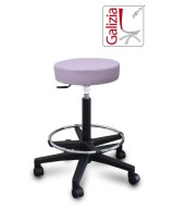 S15N SGABELLO BASSO  IN FINTA PELLE CON POGGIAPIEDI E BASE IN PLASTICA NERA