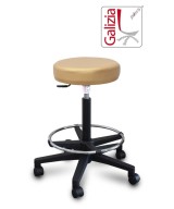 S15N SGABELLO BASSO  IN FINTA PELLE CON POGGIAPIEDI E BASE IN PLASTICA NERA