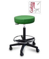 S15N SGABELLO BASSO  IN FINTA PELLE CON POGGIAPIEDI E BASE IN PLASTICA NERA